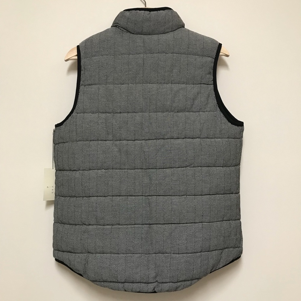 Puffer Vest black & white Herringbone NWT - Picture 4 of 4